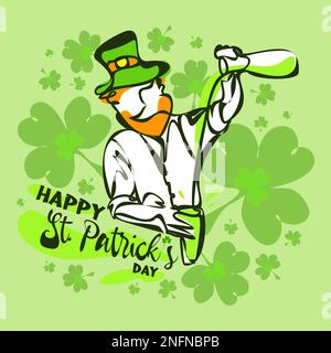 Happy St. Patricks Day handgeschriebenes Zitat für Postkarten, Banner, Einladung, Poster, T-Shirts. Vektordarstellung Stock Vektor
