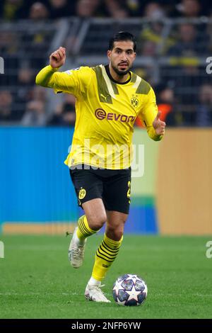 Dortmund, Deutschland, UEFA Champions League, Achtelfinale Borussia Dortmund : Chelsea FC 1-0 15. 02. 2023 im Signal-Iduna Park in Dortmund Emre KANN ( Stockfoto