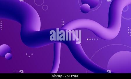 Moderne Form fließende Farbe und Planeten, 3D-Kurven, 3D-Formen, Planeten und Kreise, moderner Hintergrund, Moderne Kunst Stockfoto