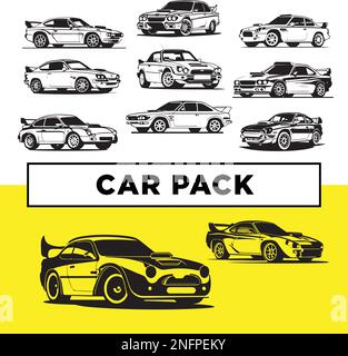 1990er-Fahrzeugsymbole im Retro-Look Stock Vektor