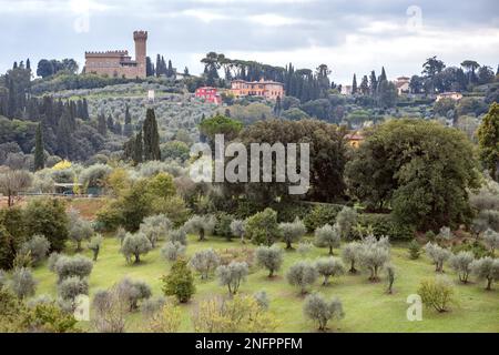 FLORENZ, TOSKANA/ITALIEN - OKTOBER 20 : Blick von den Boboli-Gärten auf die toskanische Landschaft Florenz am 20. Oktober 2019 Stockfoto