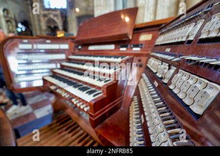 Die Tastatur des Organ der Stephansdom Der Stephansdom in Wien, Österreich Stockfoto