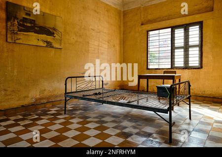 Das Gefängnis der Folterkammer von S21 Tuol Sleng aus dem Khmer Rouge in Phnom Penh Kambodscha Stockfoto