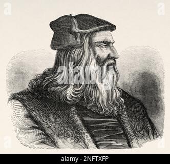 Leonardo da Vinci (1452-1519) italienischer Maler, Bildhauer, Ingenieur, Architekt. Die Kunst des Mittelalters und zur Zeit der Renaissance von Paul Lacroix, 1874 Stockfoto