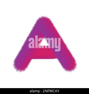 Hochwertiger 3D-Shaggy-Buchstabe A auf weißem Hintergrund . Isoliertes Vektorelement Stock Vektor