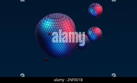 Abstrakte Neon-Metaball mit Scale Reptile Texture Meta Ball Bubble Transition Transformation für Business-Präsentation Hintergrund Stockfoto