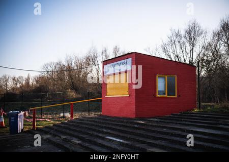 Banbury United hat seinen Sitz in Banbury, Oxfordshire, England. Sie sind derzeit Mitglieder der National League North. Sie spielen im Spencer-Stadion. Stockfoto