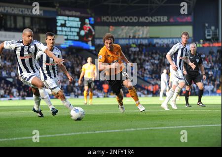 Stephen Hunt of Wolverhampton Wanderers vorbei an Steven Reid und Paul Scharner von West Bromwich Albion Barclays Premier League - West Bromwich Albion gegen Wolverhampton Wanderers 16/10/2011 Stockfoto