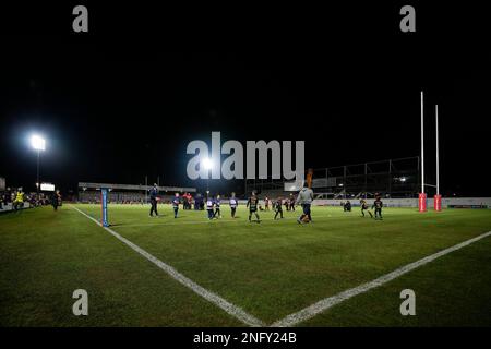 Wakefield, Großbritannien. 17. Februar 2023. Allgemeiner Überblick über das Be Well Support Stadium vor dem Spiel der Betfred Super League Runde 1 Wakefield Trinity vs Catalans Dragons im Be Well Support Stadium, Wakefield, Großbritannien, 17. Februar 2023 (Foto von Steve Flynn/News Images) in Wakefield, Großbritannien, am 2./17. Februar 2023. (Foto: Steve Flynn/News Images/Sipa USA) Guthaben: SIPA USA/Alamy Live News Stockfoto