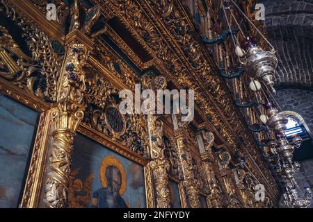 Kirche des Heiligen Lazarus einzigartige barocke Ikonostase Details in der Altstadt von Larnaca, Zypern Inselland Stockfoto