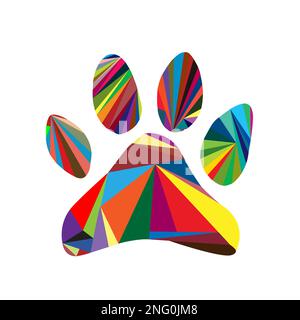 Bunte paw Design; Logo Shirt; Kleidung; Websites; Vector Illustration Stock Vektor