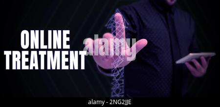 Text mit Inspiration Online-Behandlung. Konzeptionelle Fotolieferung psychisch-gesundheitlicher Beratung über das Internet Stockfoto