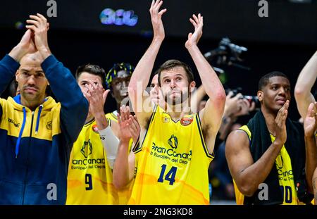 Badalona, Spanien. 17. Februar 2023. Spanisches King´s Cup Basketballspiel gegen CB Canarias und Gran Canaria, im Badalona Olympic Pavilion, 17. Februar 2023 900/Cordon Press Credit: CORDON PRESS/Alamy Live News Stockfoto