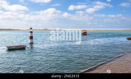 Landschaft von Oualidia, einem Dorf an Marokkos Atlantikküste in der Region Casablanca-Settat und an der Grenze von Merrakch-Asfi. Stockfoto