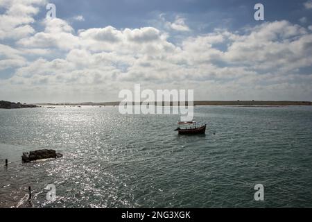 Landschaft von Oualidia, einem Dorf an Marokkos Atlantikküste in der Region Casablanca-Settat und an der Grenze von Merrakch-Asfi. Stockfoto