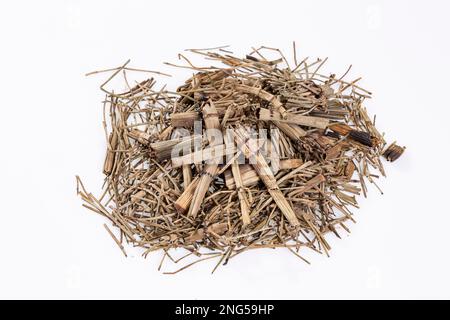 Getrocknetes Heilkraut - Schwalbenschwanz; Fotopolitischer Hintergrund Stockfoto