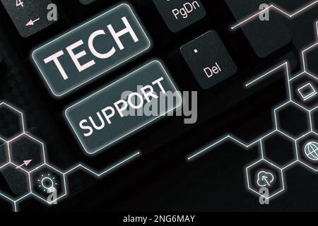 Technischer Support für handgeschriebenen Text. Ein Wort über die Unterstützung von Personen, die technische Probleme haben Stockfoto