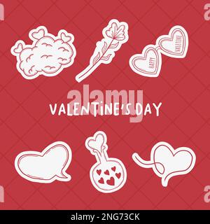 Valentinstag Doodle handgezeichnete Elemente Kollektion, Love Doodle Elements Set Stock Vektor