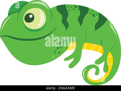 Ein Cartoon-Vektorbild einer süßen grünen Chamäleonechse. Stock Vektor