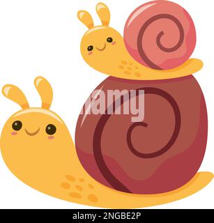 Ein Cartoon-Vektorbild einer süßen mutterschnecke und ihrer Babyschnecke. Stock Vektor