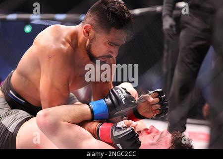 Orlando, Florida, USA. 17. Februar 2023. ORLANDO, Florida - Februar 17 Elvin Espinoza landet in Woche 4 der PFL Challenger Series am 17. Februar 2023 in den Universal Studios in Orlando, Florida, Schaden. (Kreditbild: © Aaron Litz/PX Imagens via ZUMA Press Wire) NUR REDAKTIONELLE VERWENDUNG! Nicht für den kommerziellen GEBRAUCH! Kredit: ZUMA Press, Inc./Alamy Live News Stockfoto