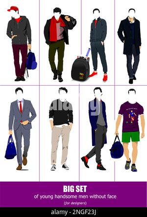 Große, abstrakte, gutaussehende Männer ohne Gesicht. Sportler. Vektor 3D-Abbildung Stock Vektor