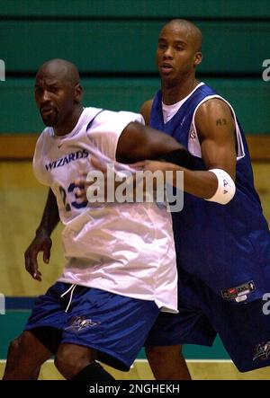 Washington Wizards Michael Jordan is guarded by teammate Courtney