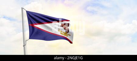 Die Flagge Amerikanisch-Samoas winkt im Hintergrund. 3D-Rendering Stockfoto