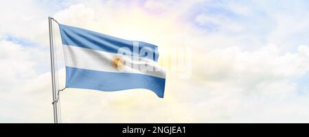 Argentinische Flagge im Hintergrund. 3D-Rendering Stockfoto