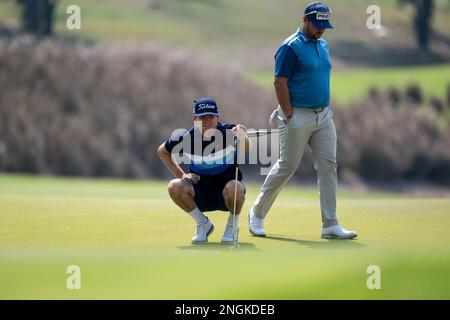 Chonburi, THAILAND. 18. Februar 2023. Yannik Paul aus DEUTSCHLAND wirft in der 3. Runde den DP World Thailand Classic im Amata Spring Country Club in Chonburi, THAILAND, auf das 8. Loch. Paul schloss mit einem 66-Jährigen ab, um sich nach drei Runden einen Anteil von 16-Jünger zu sichern. Kredit: Jason Butler/Alamy Live News. Stockfoto