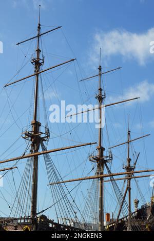 Galeone Neptune Schiff gebaut im Jahr 1985 für den Film Pirates. Genua, Italien. Stockfoto