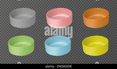 PET-Schüssel-Set. Realistische Klauenplatten, Vektordarstellung. Stock Vektor