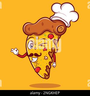 Eine Scheibe Pizza geschmolzener Cartoon-Vektorsymbol Stock Vektor