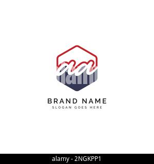 A, AA-Anfangsbuchstabe handschriftlich und Signatur-Vektorbildvorlage im sechseckigen Logo Stock Vektor