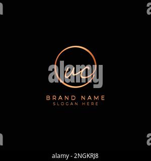 U, C, UC Anfangsbuchstabe handschriftlich und Signature-Vektor-Logo. Geschäftsvorlage in Rundform Strichgrafiken Stock Vektor