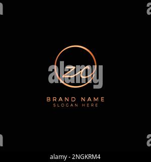 Z, C, ZC Anfangsbuchstabe handgeschrieben und Signature Vector Logo. Geschäftsvorlage in Rundform Strichgrafiken Stock Vektor