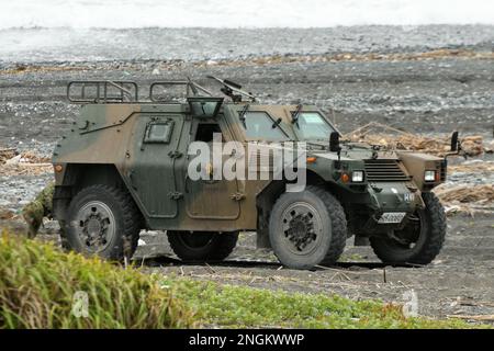 Präfektur Shizuoka, Japan - 07. Juli 2018: Japan Ground Self-Defense Force Komatsu LAV (Leichtes gepanzertes Fahrzeug). Stockfoto