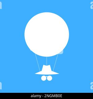 Spionage-Ballon - ein Gerät zur Überwachung, Spionage und Intelligenz. Vektordarstellung auf blauem Hintergrund. Stockfoto