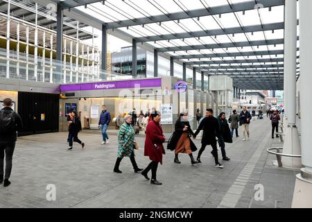 Der Eingang zur Elizabeth Line, Paddington, London, Großbritannien Stockfoto