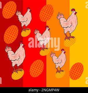 Nahtlose Muster mit Huhn und Eier; Vector Illustration; Stock Vektor