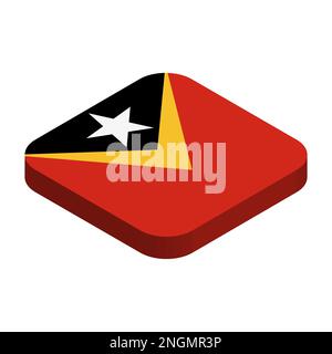 Osttimor-Flagge - 3D isometrische quadratische Flagge mit abgerundeten Ecken. Stock Vektor