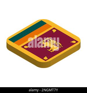 Sri-Lanka-Flagge - 3D isometrische quadratische Flagge mit abgerundeten Ecken. Stock Vektor