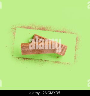 Modernes Design mit Waffel Kakaopulver Stockfoto