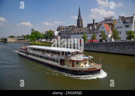 Ausflugsboot auf der Mause, Maastricht, Limburg Provinz, Holland Stockfoto