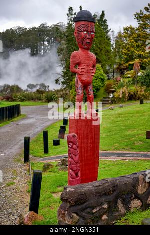 Whakarewarewa Thermal lebenden Maori Dorf. Rotorua, Neuseeland Stockfoto
