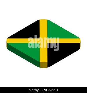 Jamaika-Flagge – 3D isometrische quadratische Flagge mit abgerundeten Ecken. Stock Vektor