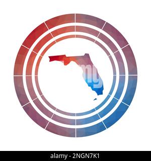 Florida-Emblem. Helles Farbverlauf-Logo des US-Bundesstaates in flachem Poly-Stil. Stock Vektor