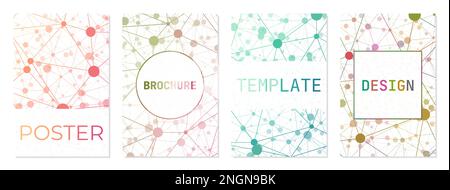 Satz von Abdeckungen im Technologiestil. Kann als Cover, Banner, Flyer, Poster, Visitenkarte, Broschüre. Attraktive Kollektion mit geometrischem Hintergrund. Stock Vektor