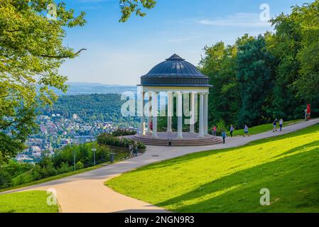 Niederwaldtempel Rotunda im Niederwald in der Nähe von Ruedesheim am Rhein, Rudesheim, Rheingau-Taunus-Kreis, Darmstadt, Hessen, Deutschland. Stockfoto