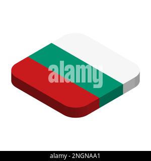 Bulgarien Flagge - 3D isometrische quadratische Flagge mit abgerundeten Ecken. Stock Vektor